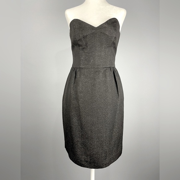 MILLY of New York Black Strapless Dress Size 2 shimmering with metallic thread - Picture 6 of 8